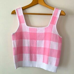 Greylin Sweater Tank Cropped Pink & White  Check Size Large Like New 52%…
